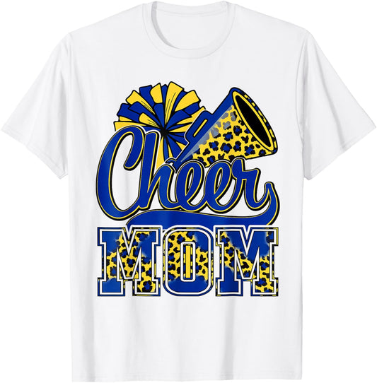 Cheer Mom Blue Gold Cheerleader Game Day Mama Football T-Shirt - T-Shirt | White