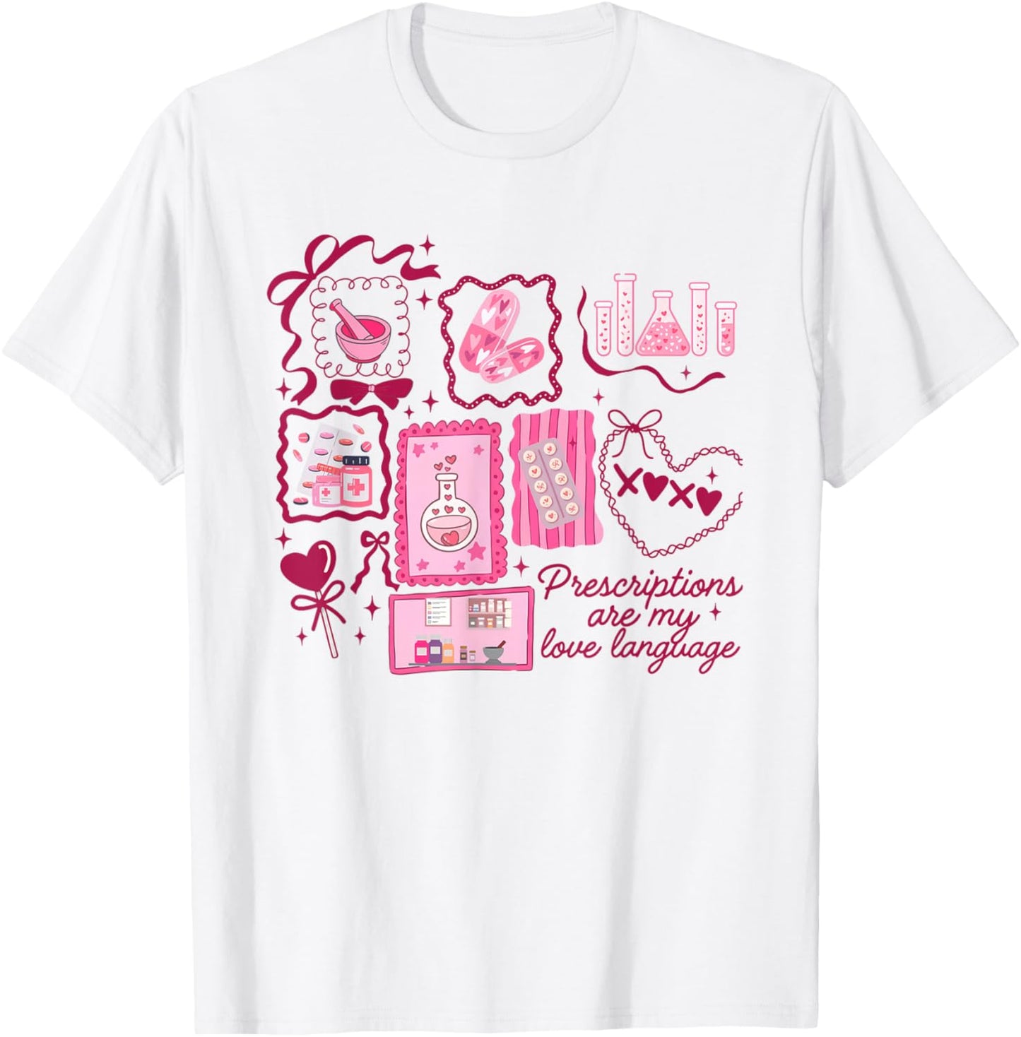 Women Pharmacy Tech Valentine Prescription Pharmacist T-Shirt - T-Shirt | White