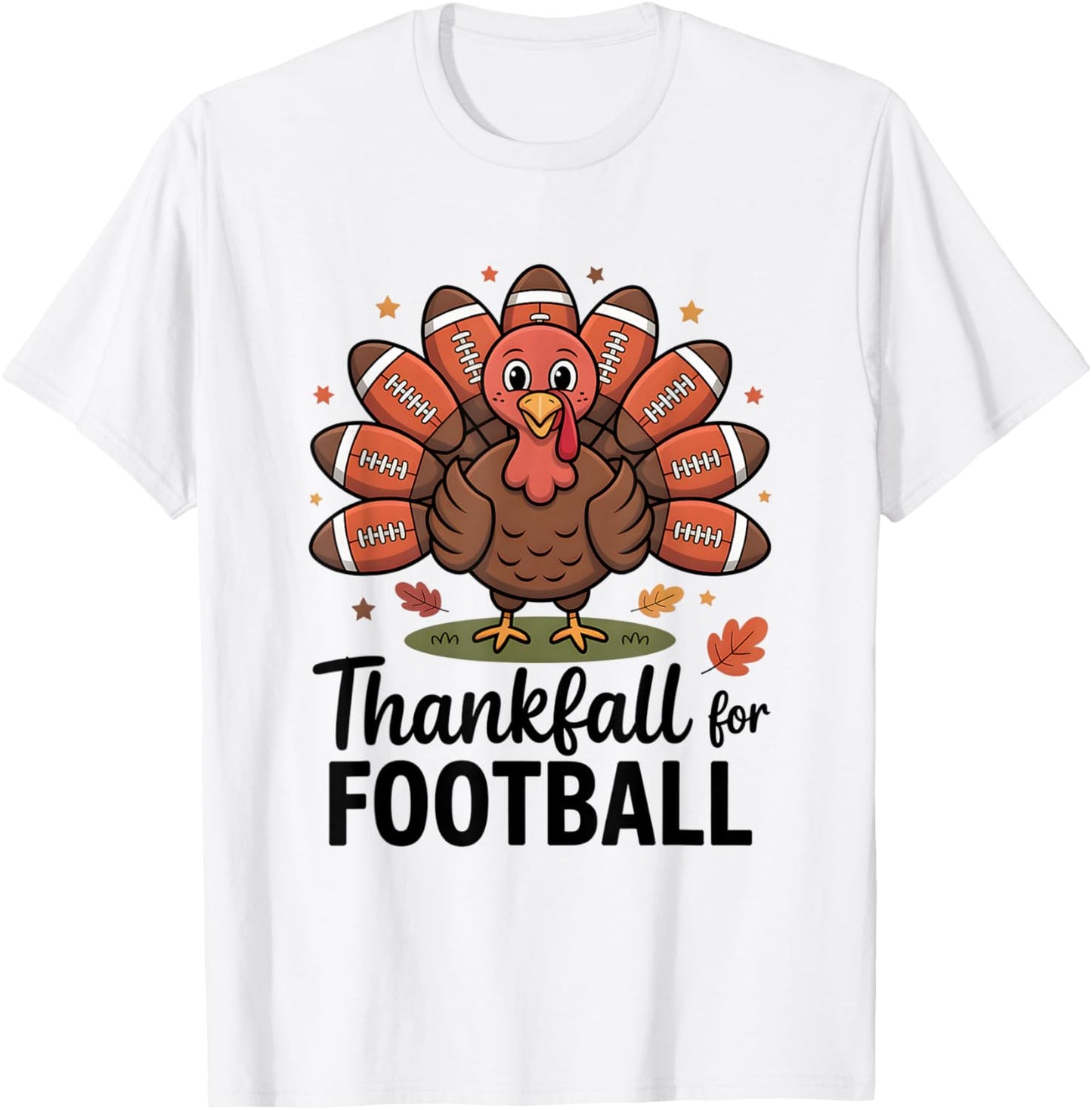 Thankful Football Turkey Thanksgiving Fall Boys Men Women T-Shirt - T-Shirt | White