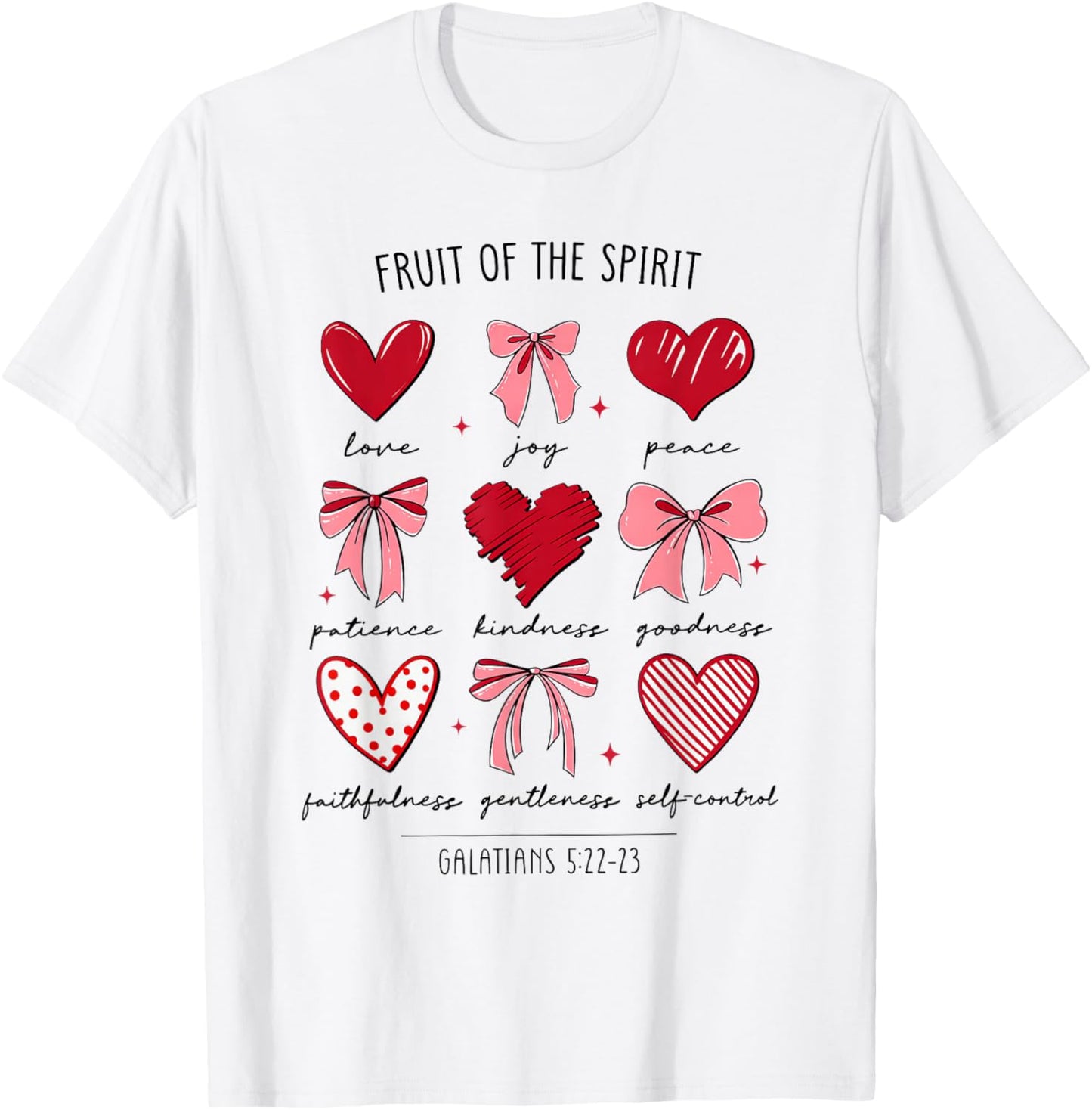 Fruit of The Spirit Christian Hearts Galatians 5:22-23 T-Shirt - T-Shirt | White