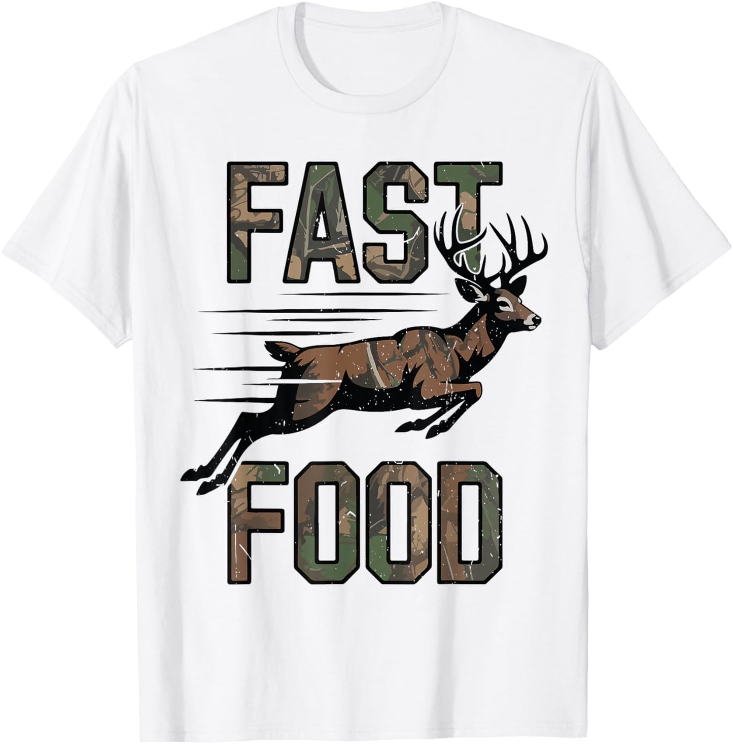 Camo Deer Hunting Youth Boys Fast Food Funny Hunting Humor T-Shirt - T-Shirt | White