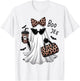 Coquette Leopard Ghost Coffee Boo-JEE Halloween Boujee Ghost T-Shirt - T-Shirt | White