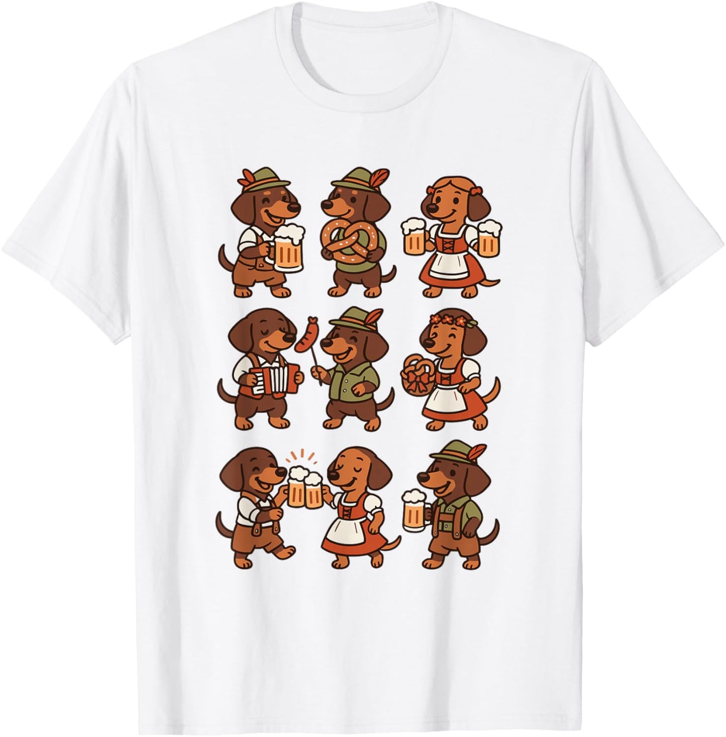 Oktoberfest Dachshund Cute Sausage Dog German Men Women T-Shirt - T-Shirt | White
