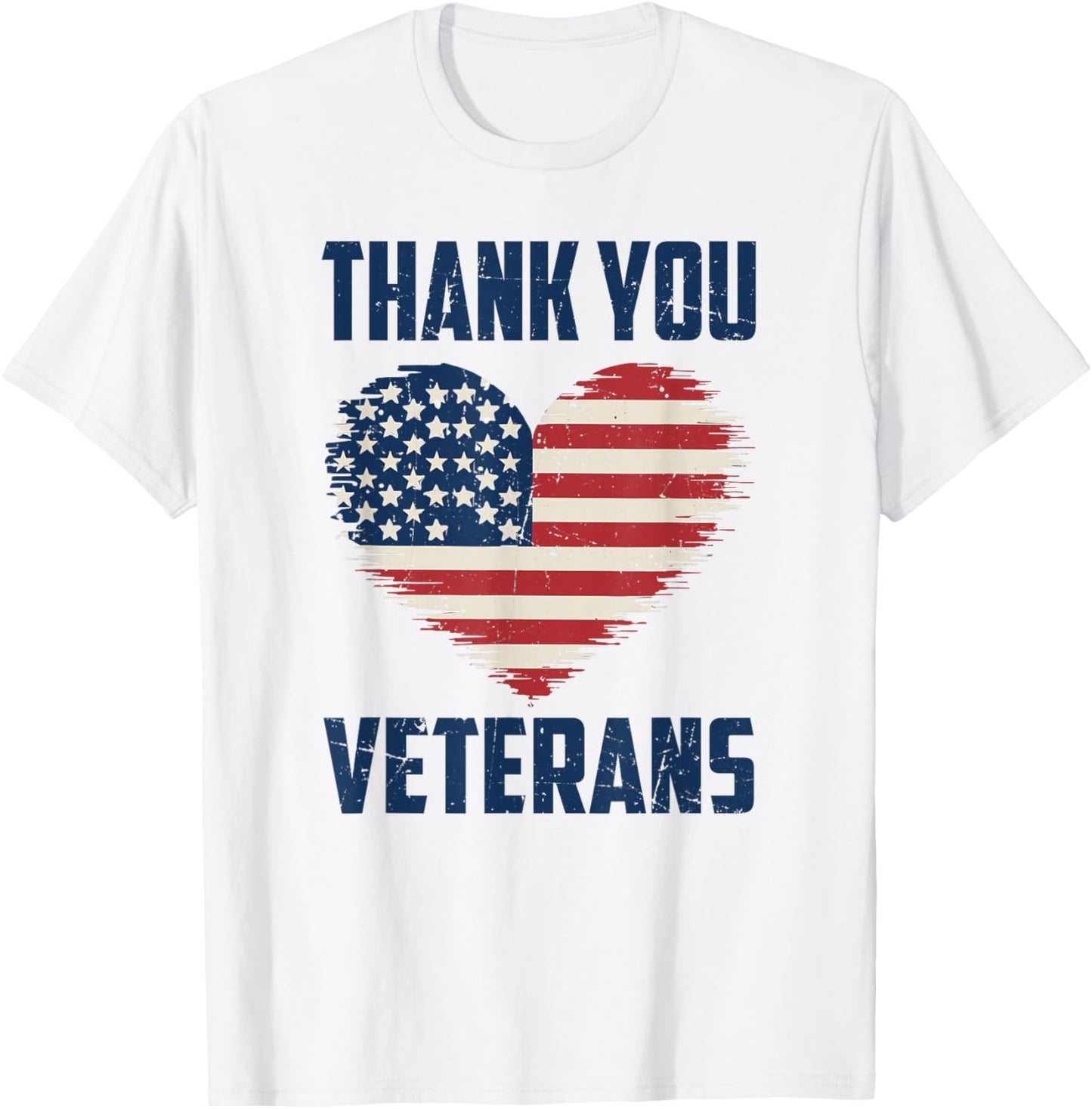 Patriotic American Flag Thank You Veterans Men Women Kids T-Shirt - T-Shirt | White