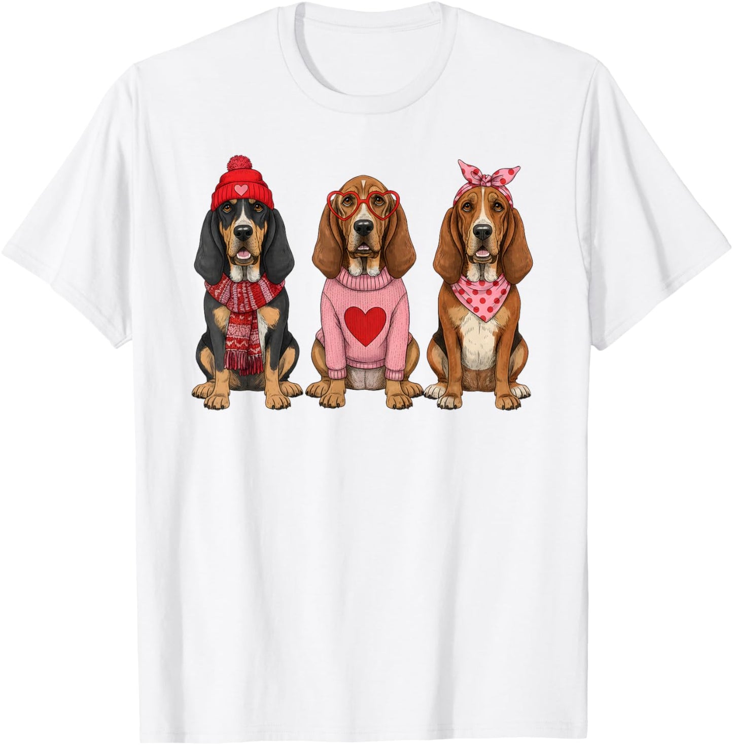 Cute Bloodhound Valentine Dog T-Shirt - T-Shirt | White
