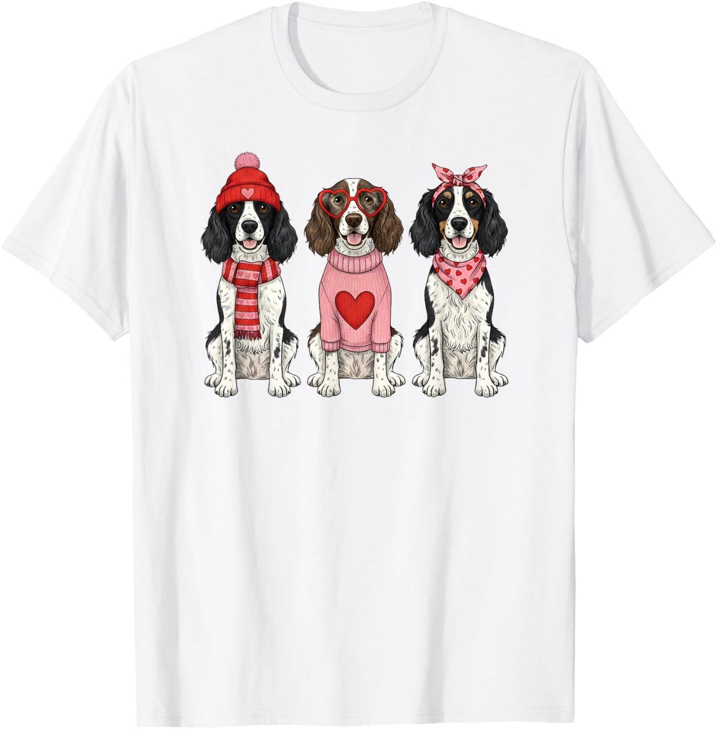 Cute English Springer Spaniel Valentine Dog T-Shirt - T-Shirt | White