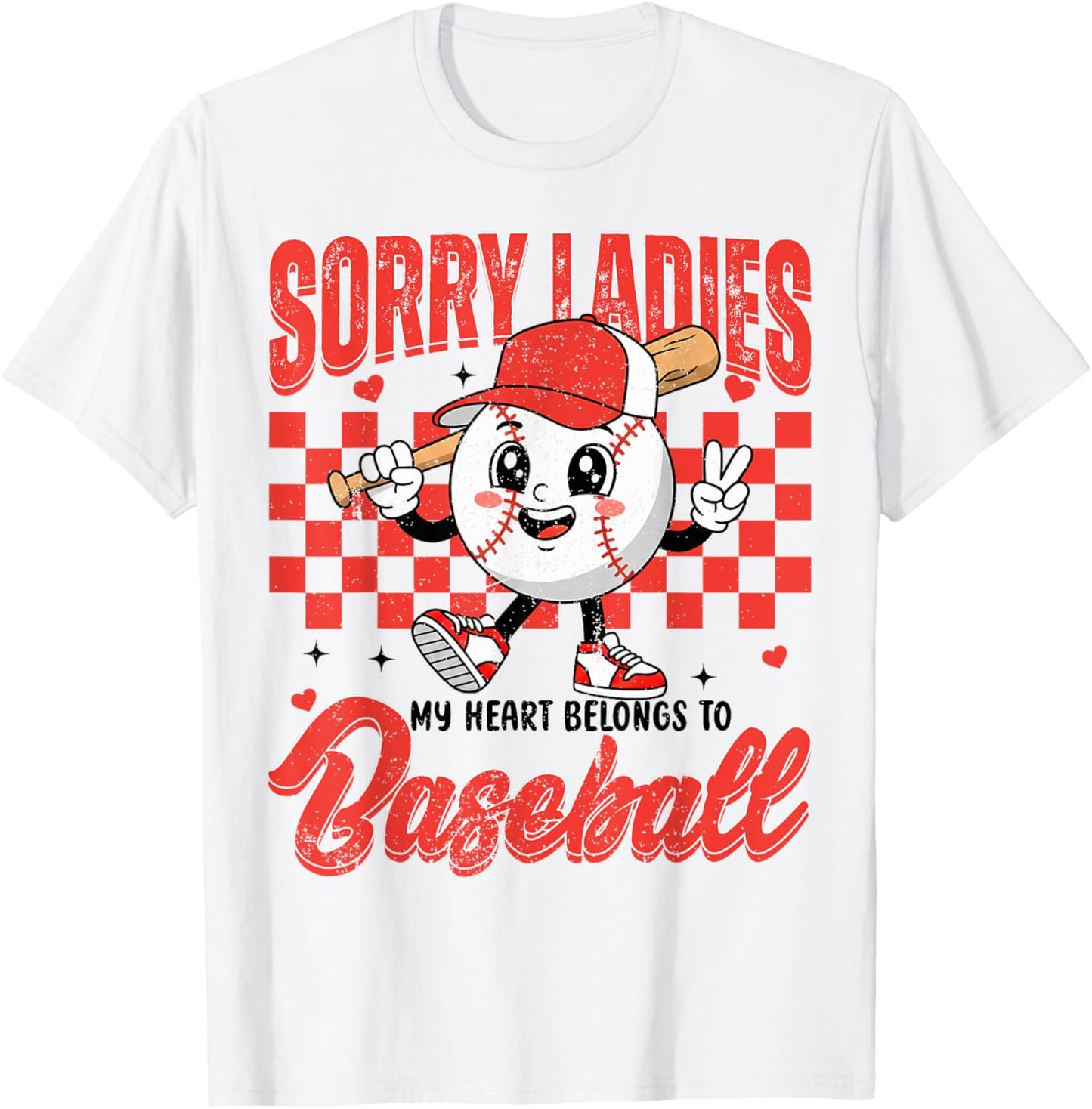 Sorry Ladies My Heart Belongs to Baseball Valentines Boys T-Shirt - T-Shirt | White