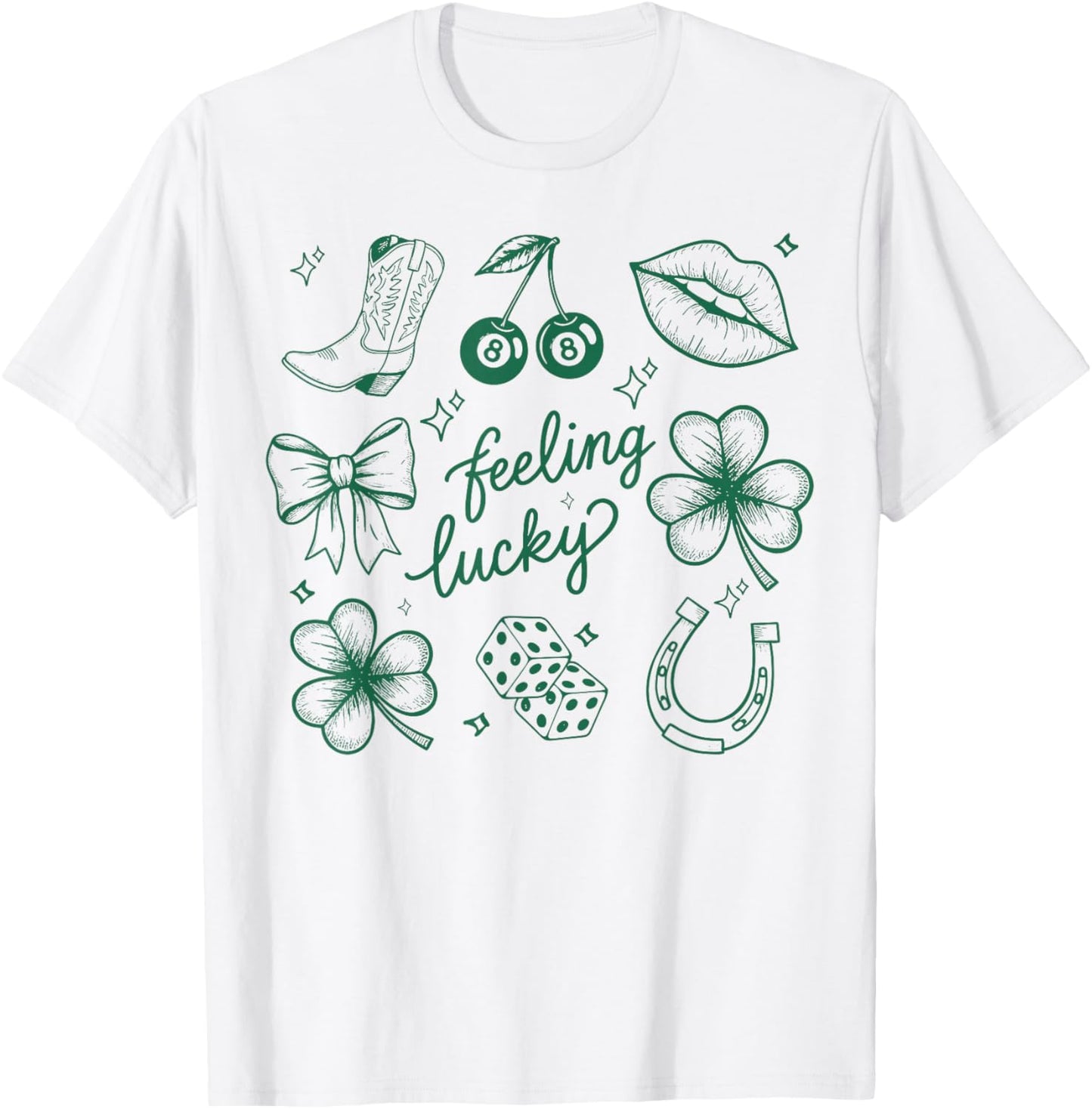 Feeling Lucky Irish Shamrocks Patrick's Day Men Women T-Shirt - T-Shirt | White