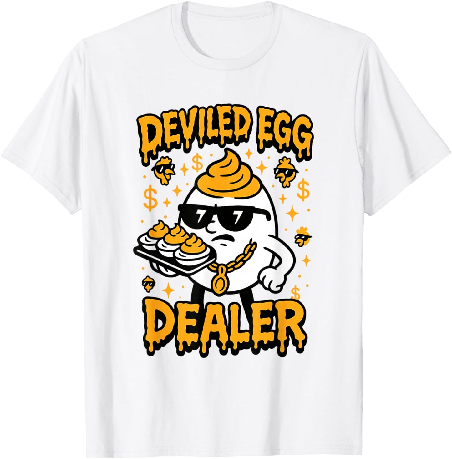 Funny Deviled Egg Dealer Food Humor Thanksgiving T-Shirt - T-Shirt | White
