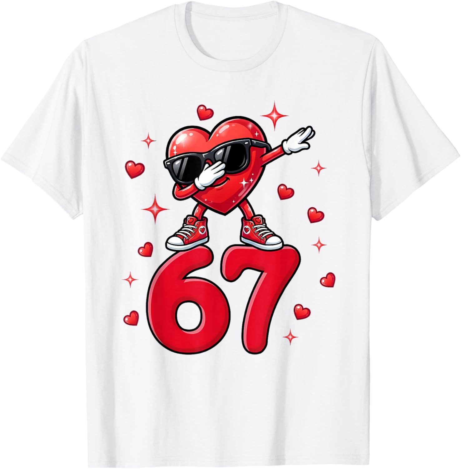 Valentine Day Six Seven Meme Dabbing 67 Bruh Gen Z Boy T-Shirt - T-Shirt | White