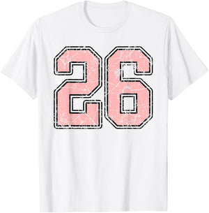 Pink and Black Number 26 Jersey Player Uniform #26 Fan T-Shirt - T-Shirt | White