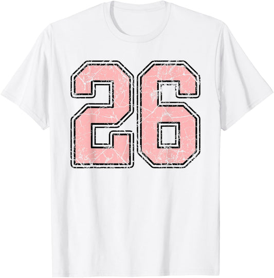 Pink and Black Number 26 Jersey Player Uniform #26 Fan T-Shirt - T-Shirt | White