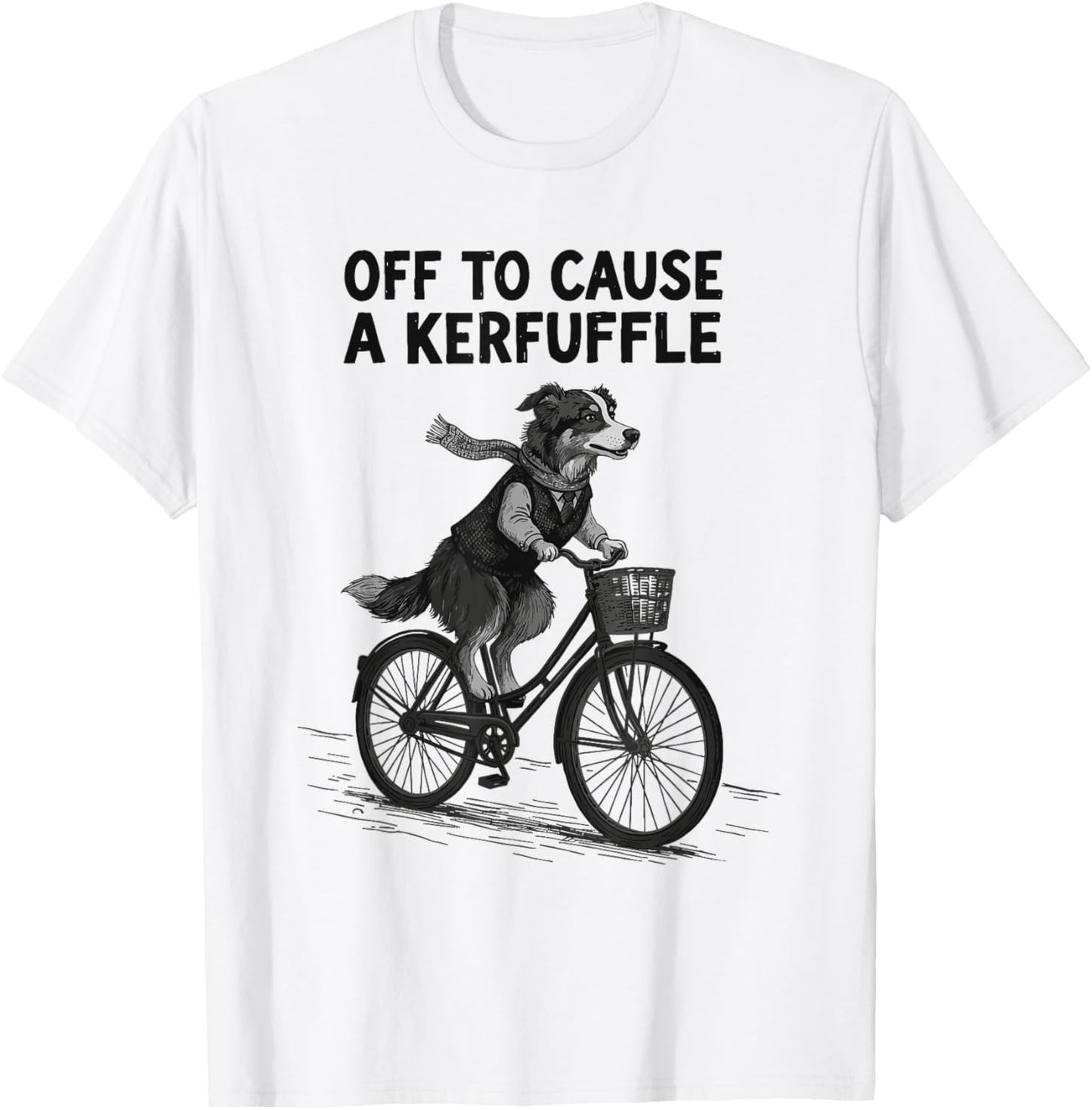 Off to Cause A Kerfuffle Australian Shepherd Vintage Retro T-Shirt - T-Shirt | White