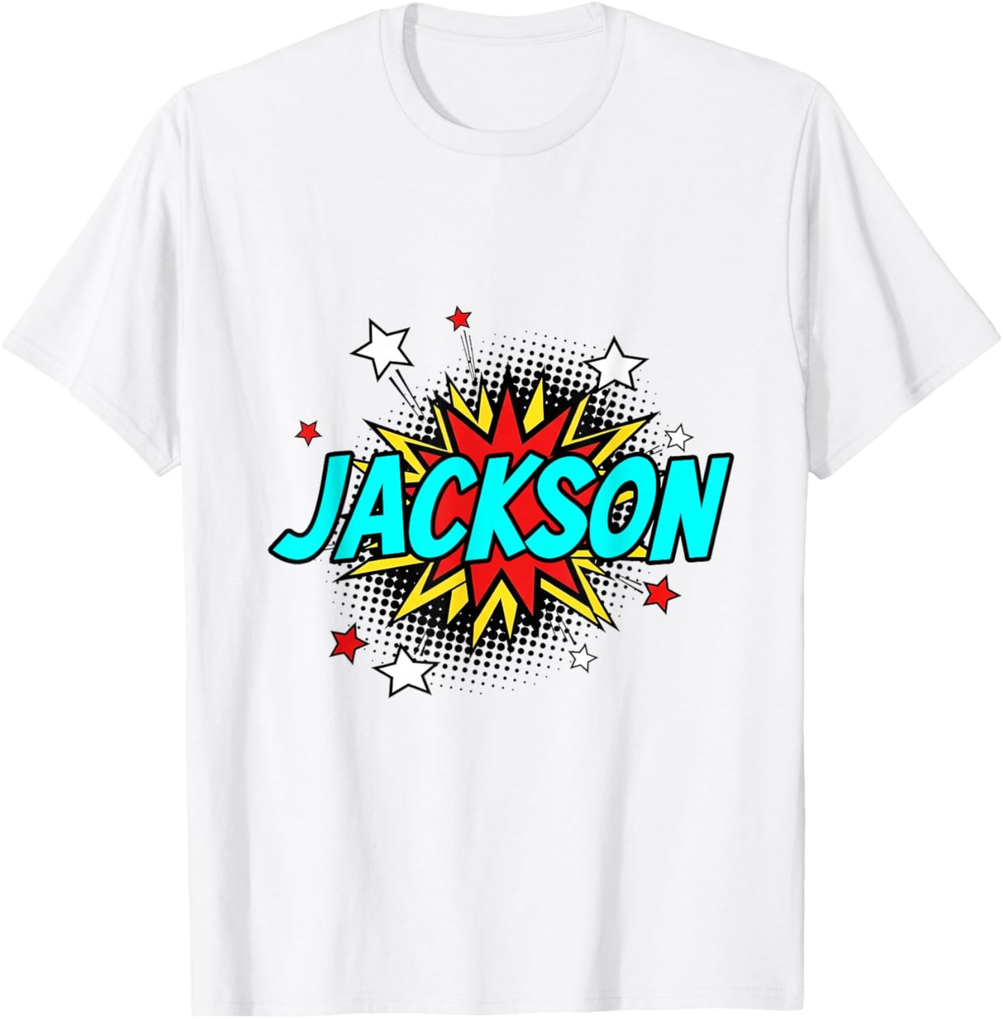 Funny Personalized Name Comic Pop Art Superhero Jackson T-Shirt - T-Shirt | White