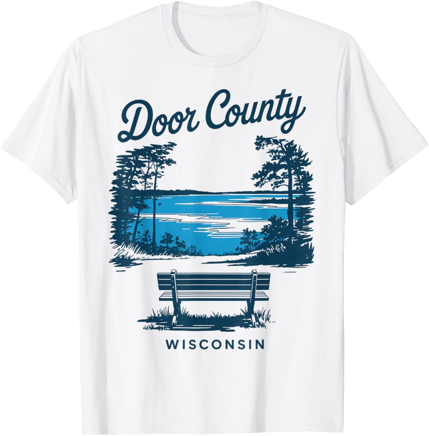 Door County Wisconsin Vintage Travel Scenic View T-Shirt - T-Shirt | White