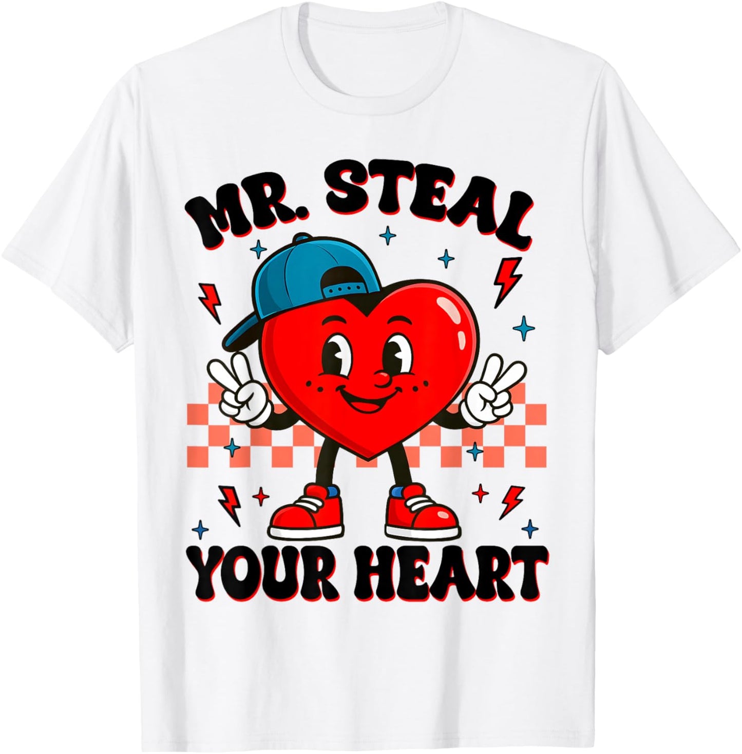 Valentine Vibe Hearts Peace Sign Funny Toddler Boy Kid T-Shirt - T-Shirt | White