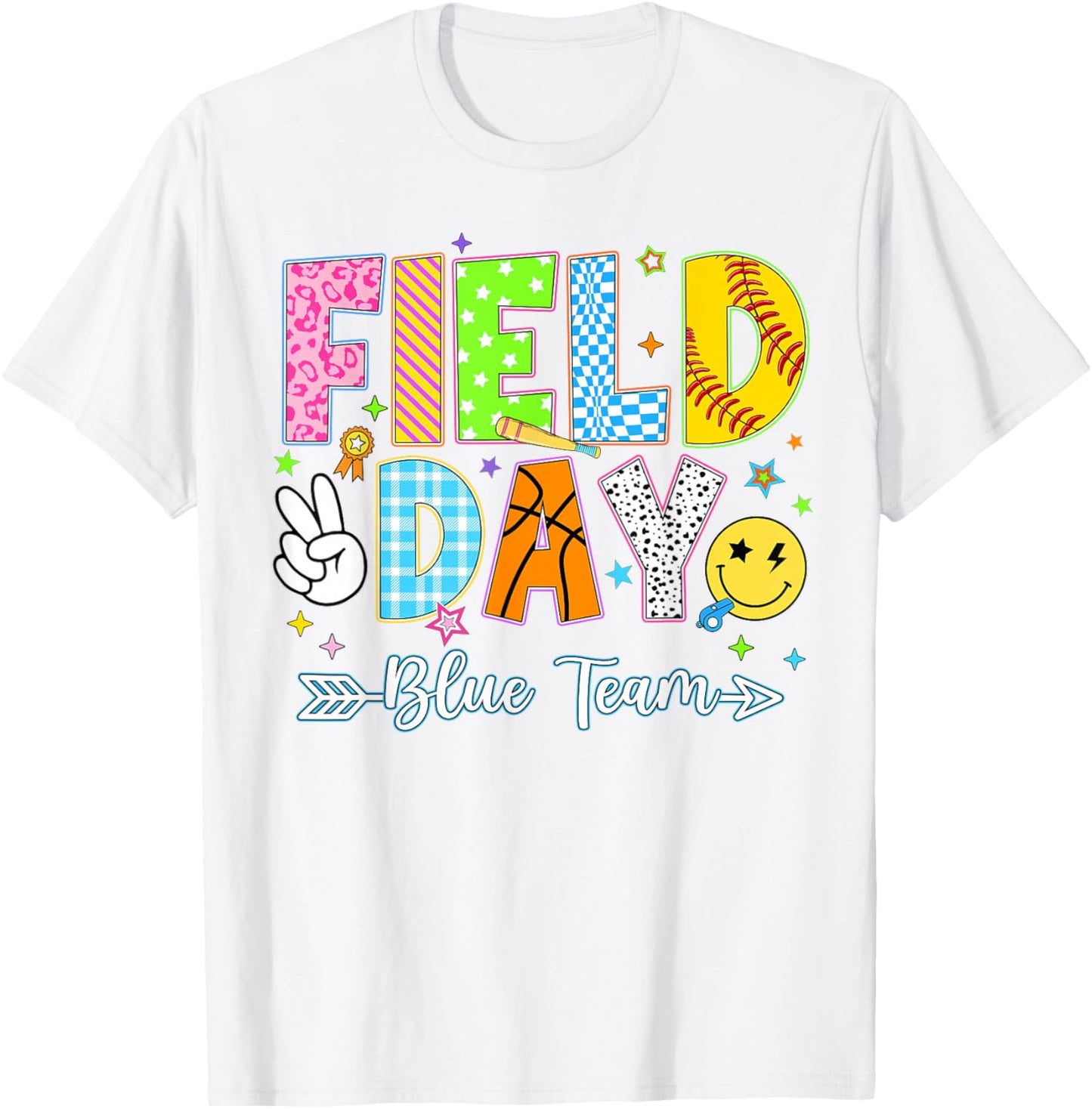 Field Day 2026 Blue Team Color Game Competition Boys Girls T-Shirt - T-Shirt | White