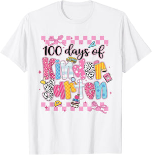 100 Days of Kindergarten Girls 100th Day of School Teachers T-Shirt - T-Shirt | White