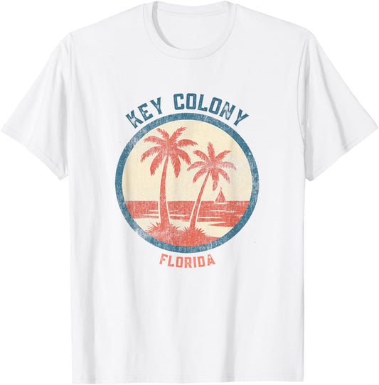 Key Colony Florida Retro Vintage Souvenir Gift T-Shirt - T-Shirt | White