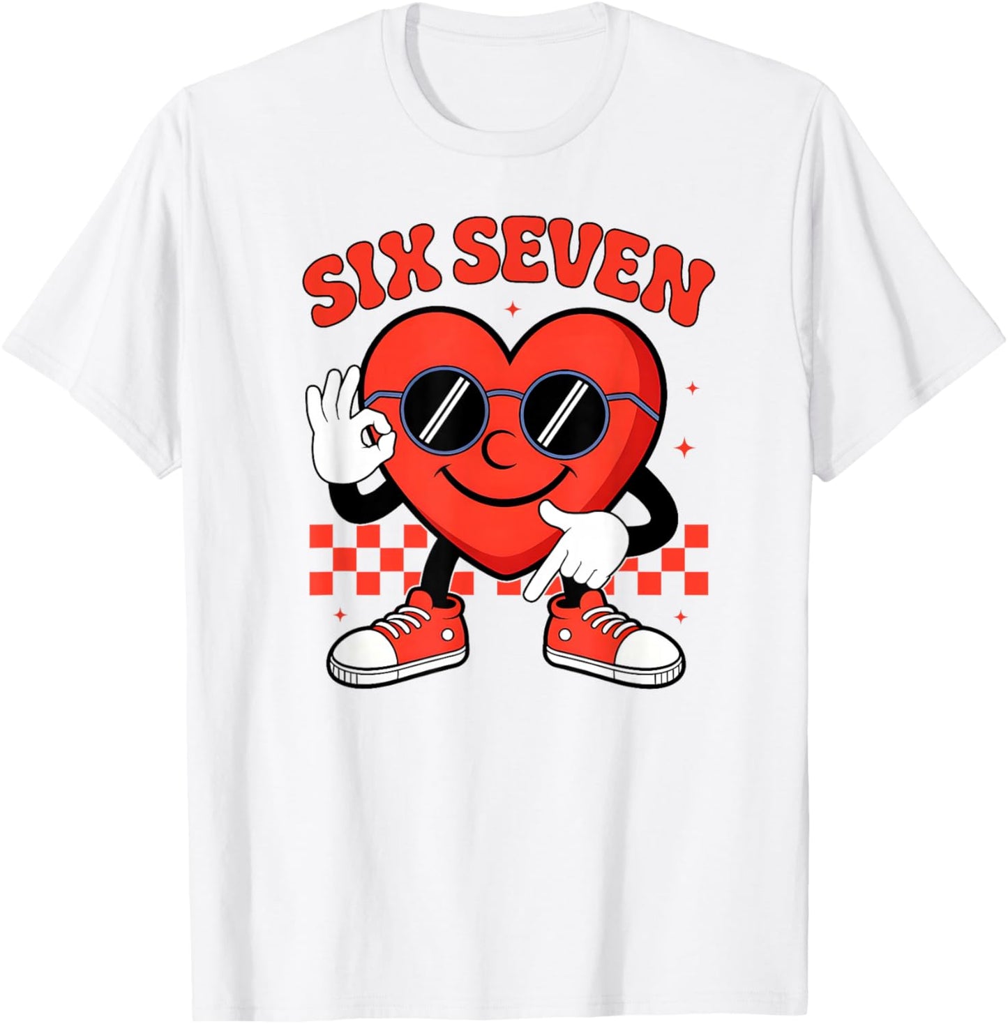Six Seven 6 7 Valentines Day Heart Men Boys Kids 67 Meme T-Shirt - T-Shirt | White