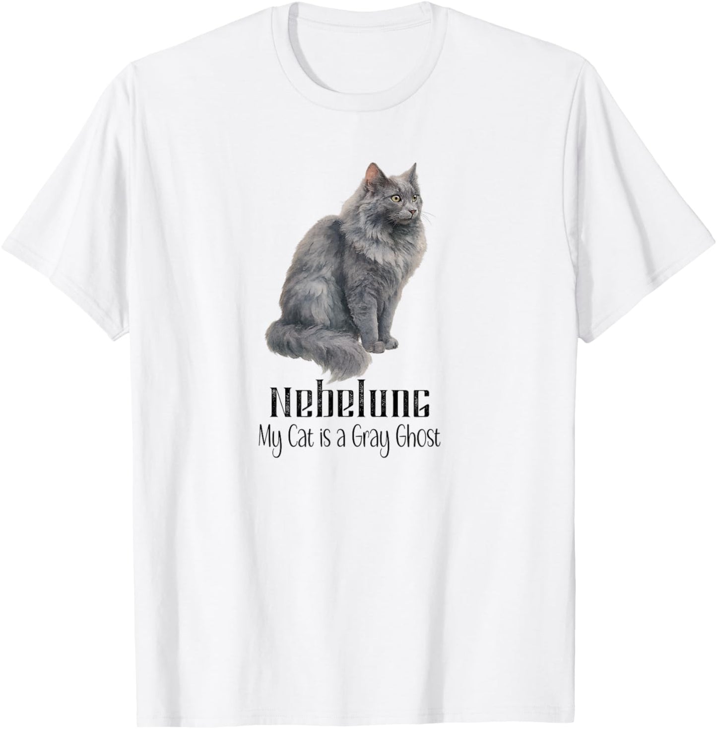 Nebelung Cat Gray Ghost for Pet Fans T-Shirt - T-Shirt | White