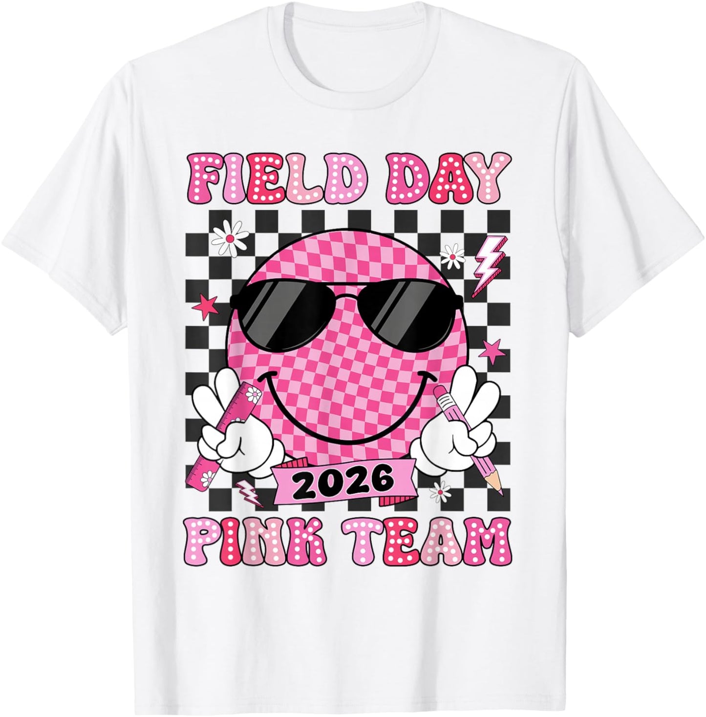 Field Day Pink Team Funny for Teacher Kids Field Day Games T-Shirt - T-Shirt | White