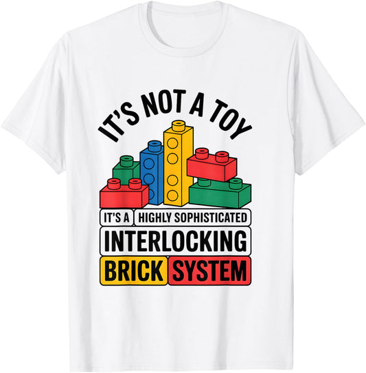 Funny Blocks Building Master Builder Bricks Blocks Play Toys T-Shirt - T-Shirt | White