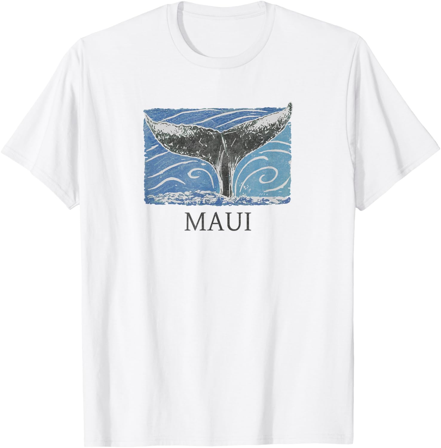 Maui Hawaii Retro Whale Graphic T-Shirt - T-Shirt | White