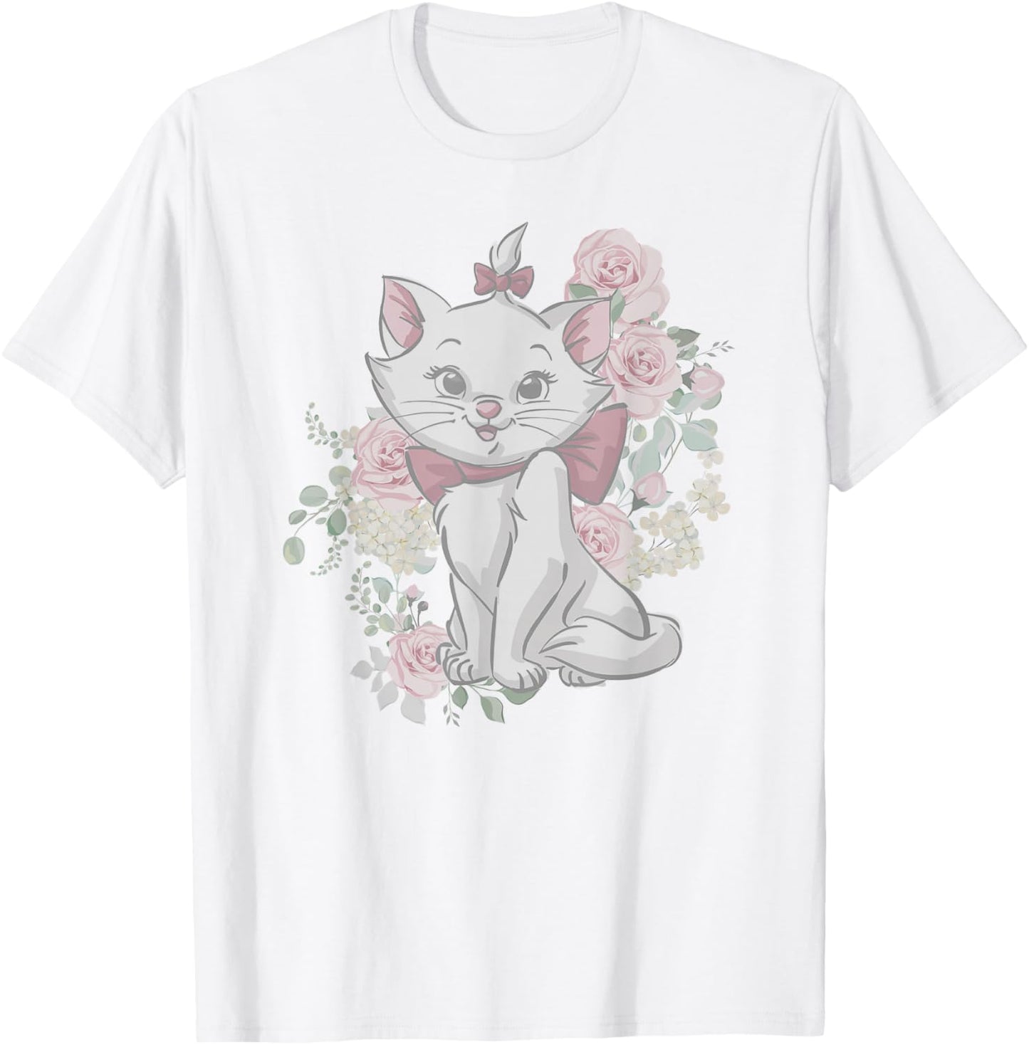 Disney The Aristocats Cute Marie Watercolor Roses Bouquet T-Shirt - T-Shirt | White