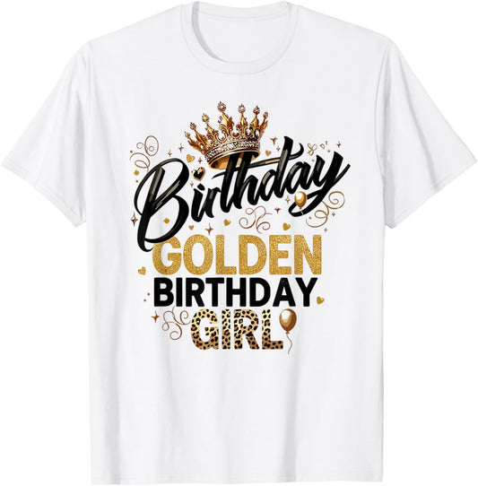 Golden Birthday Girl Era Women Kids Groovy T-Shirt - T-Shirt | White
