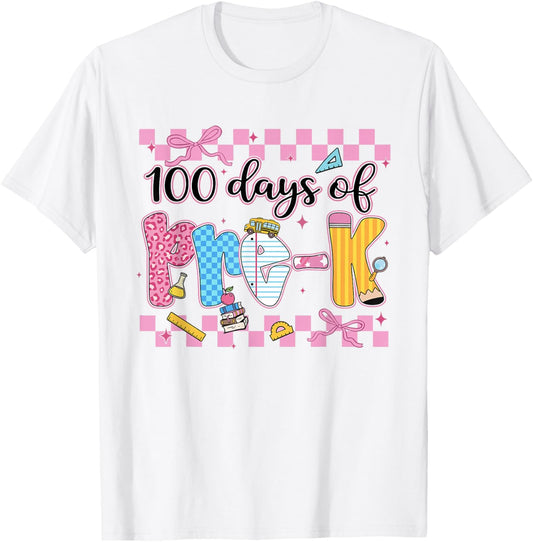 100 Days of Pre-K Teachers 100th Day of Preschool Girls Kids T-Shirt - T-Shirt | White