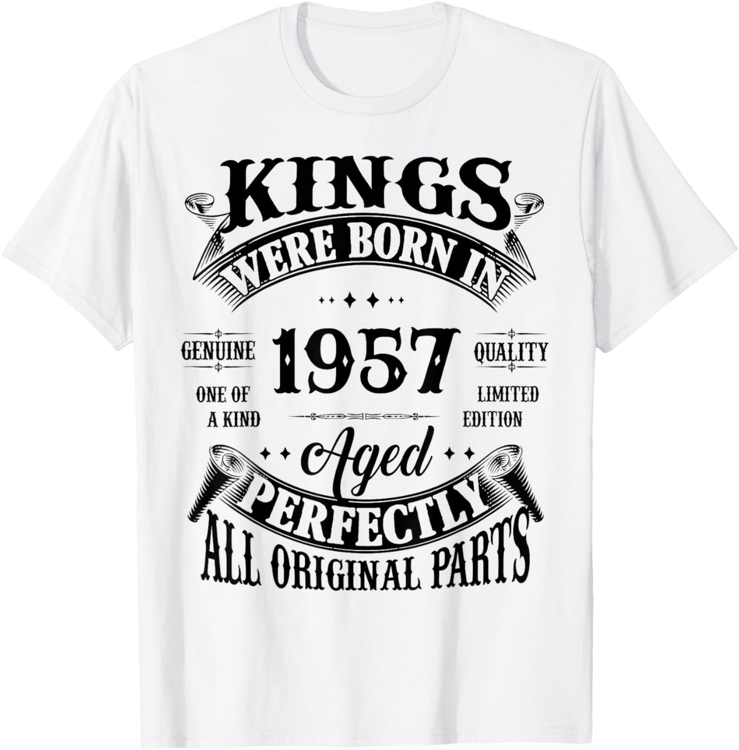 69th Birthday Gift Vintage Kings Born in 1957 69 Years Old T-Shirt - T-Shirt | White