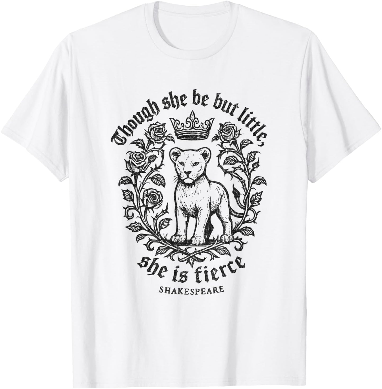 Though She Be But Little Fierce Shakespeare Lion Girls T-Shirt - T-Shirt | White