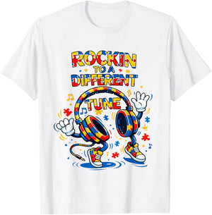 Autism Awareness Headphone Dancing to a Different Beat T-Shirt - T-Shirt | White