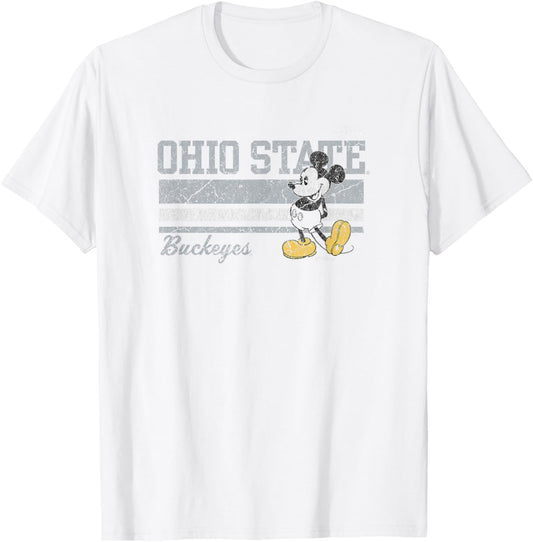 Ohio State Buckeyes Mickey Mouse Vintage Red T-Shirt - T-Shirt | White