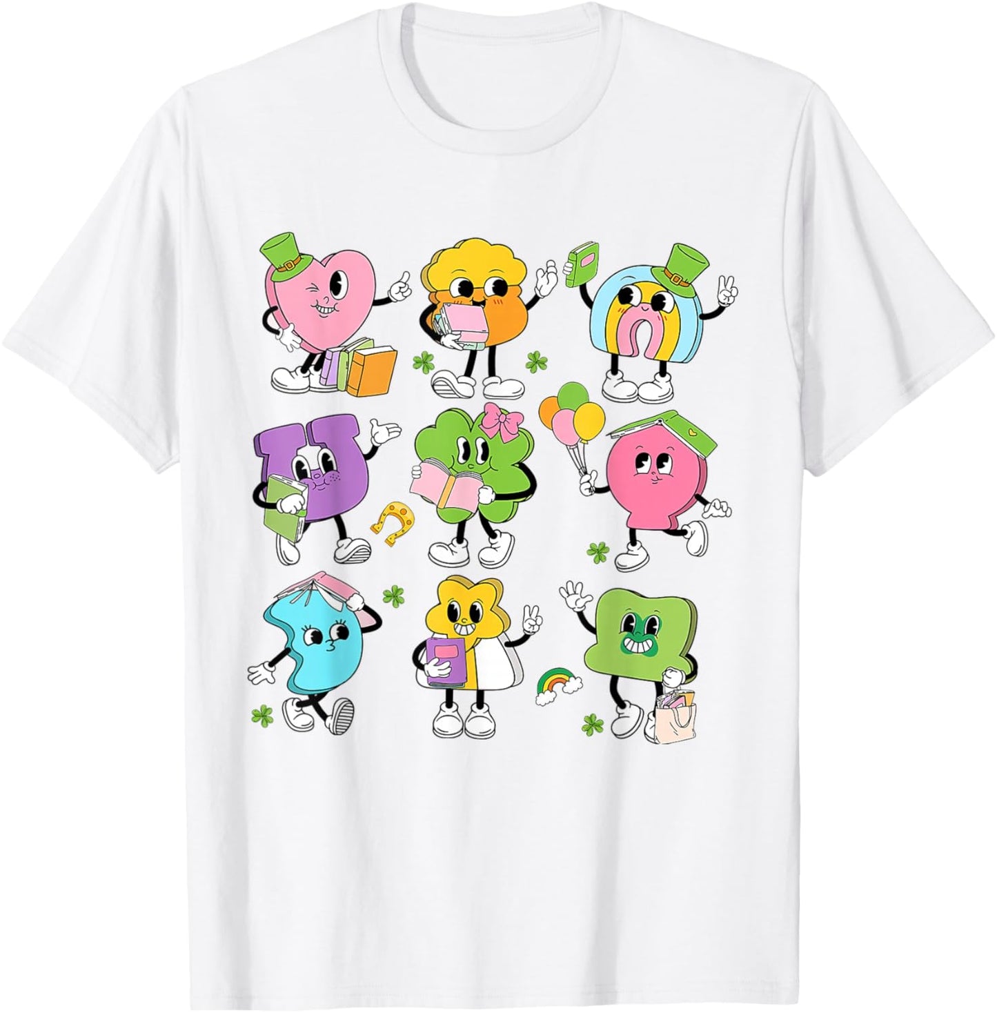 Funny Retro Teaching Lucky Charms Teacher Groovy St Patricks T-Shirt - T-Shirt | White