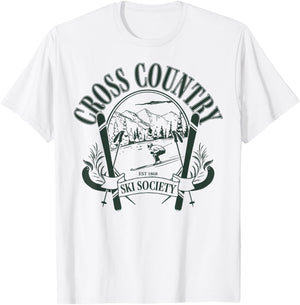 Trendy Apparel Cross Country Ski Society Est 1868 Ski Poles T-Shirt - T-Shirt | White
