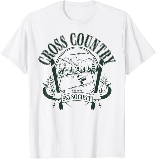 Trendy Apparel Cross Country Ski Society Est 1868 Ski Poles T-Shirt - T-Shirt | White