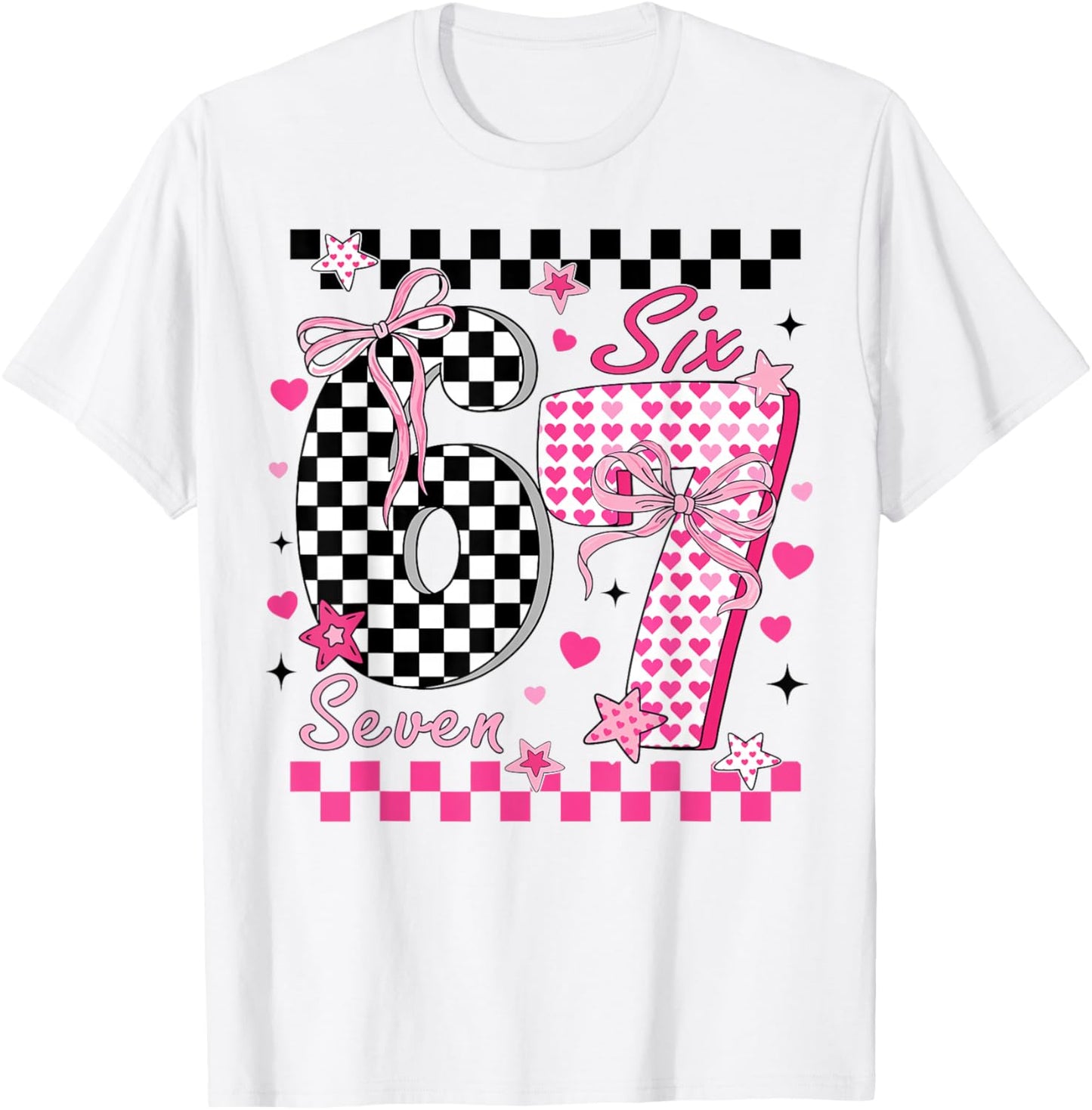 Funny Six Seven Coquette 6 7 Meme Men Women Valentine's Day T-Shirt - T-Shirt | White