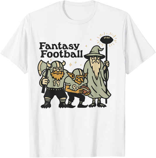 Funny Wizard Goblin Fantasy Football Player Literal Dad Joke T-Shirt - T-Shirt | White