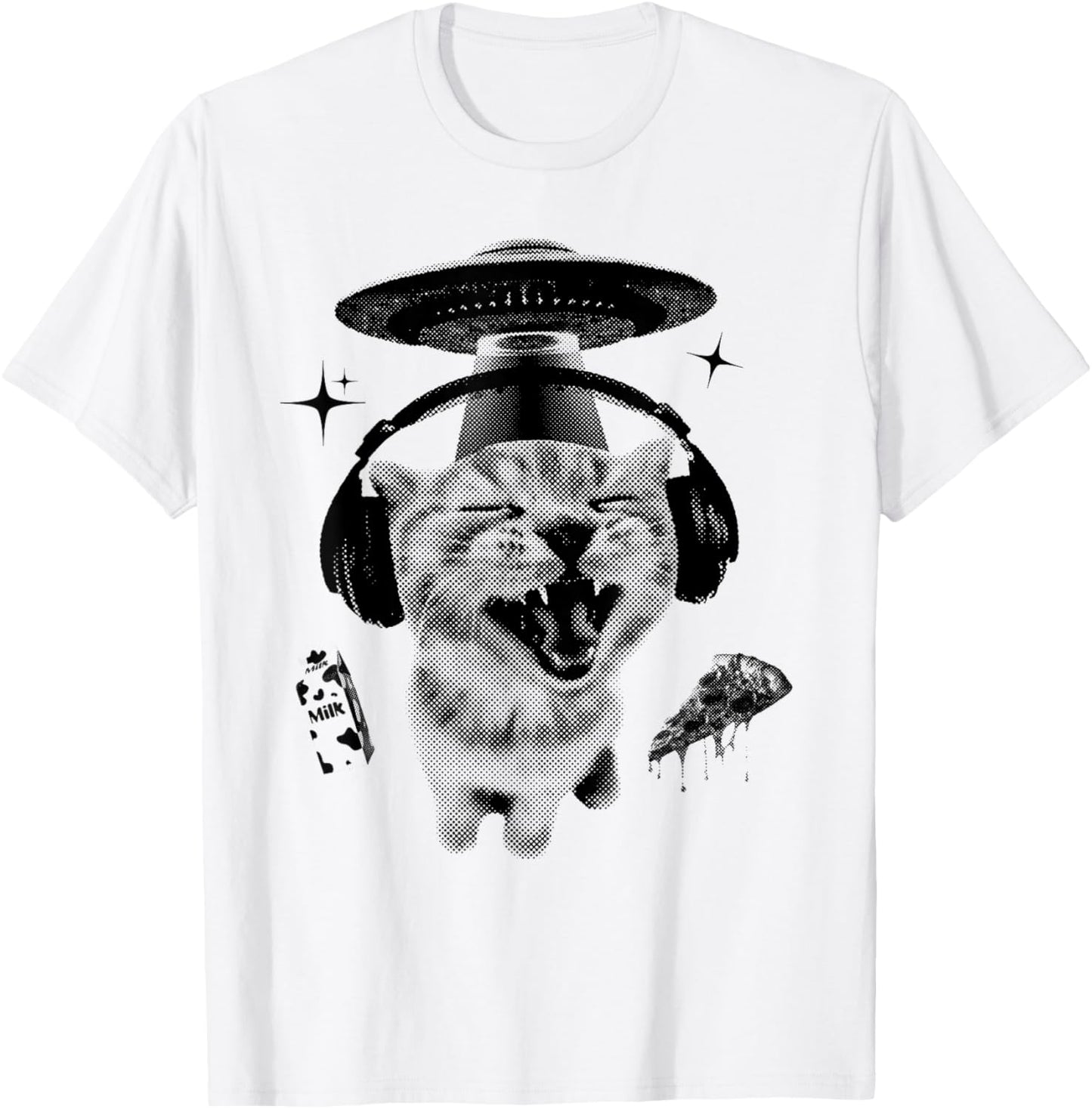 Alien Cat Meme 90s Vintage Bootleg Y2k Kitten Ironic Meme T-Shirt - T-Shirt | White