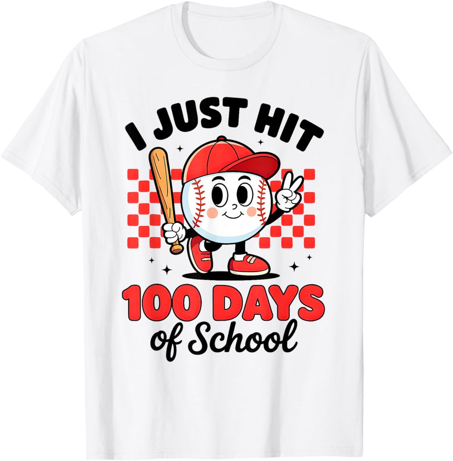 I Just Hit 100 Days of School Baseball 100th Day Boys Kids T-Shirt - T-Shirt | White