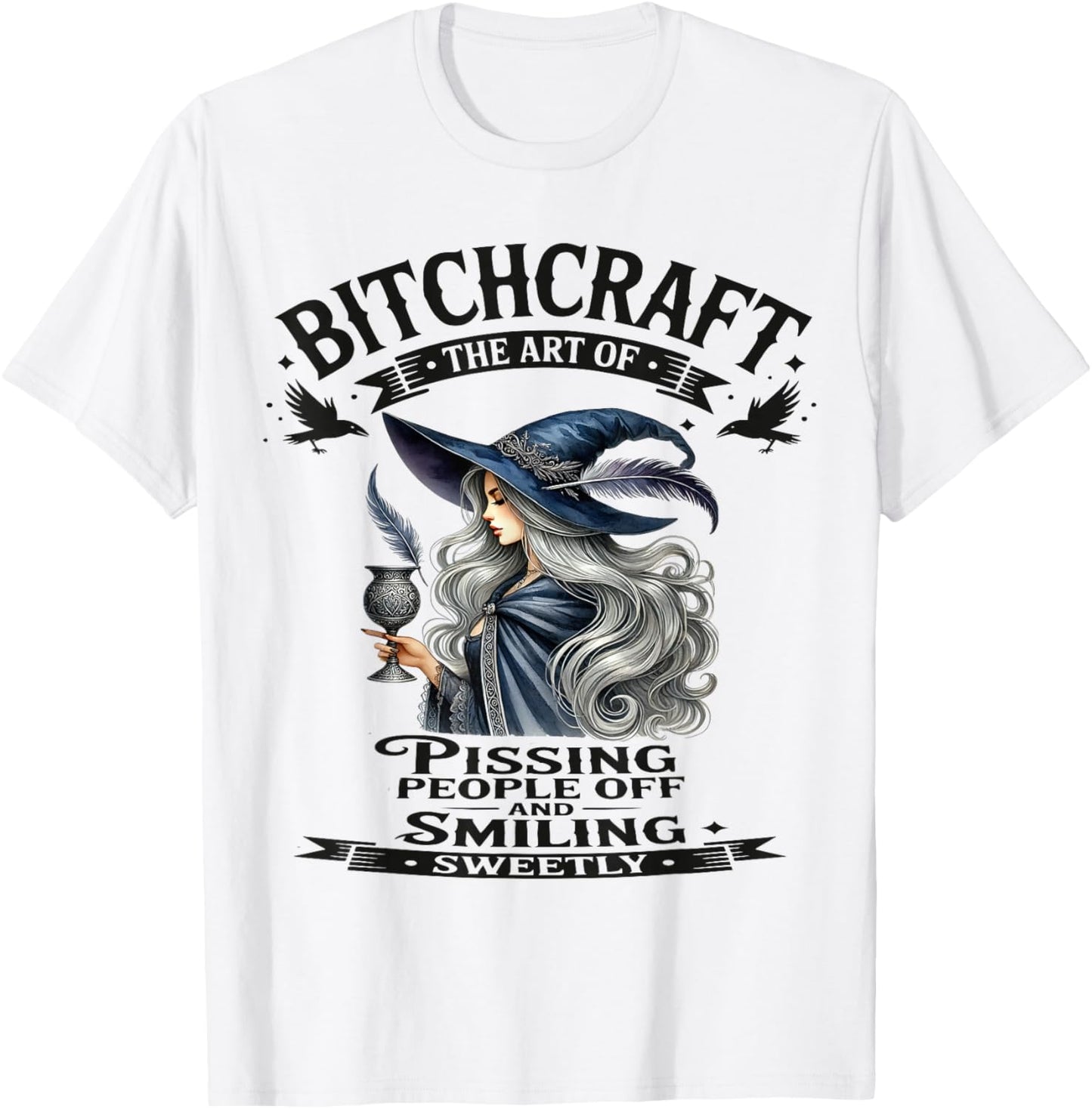 Halloween Vintage Witch Bitchcraft Gothic Pin Up Girl Sassy T-Shirt - T-Shirt | White