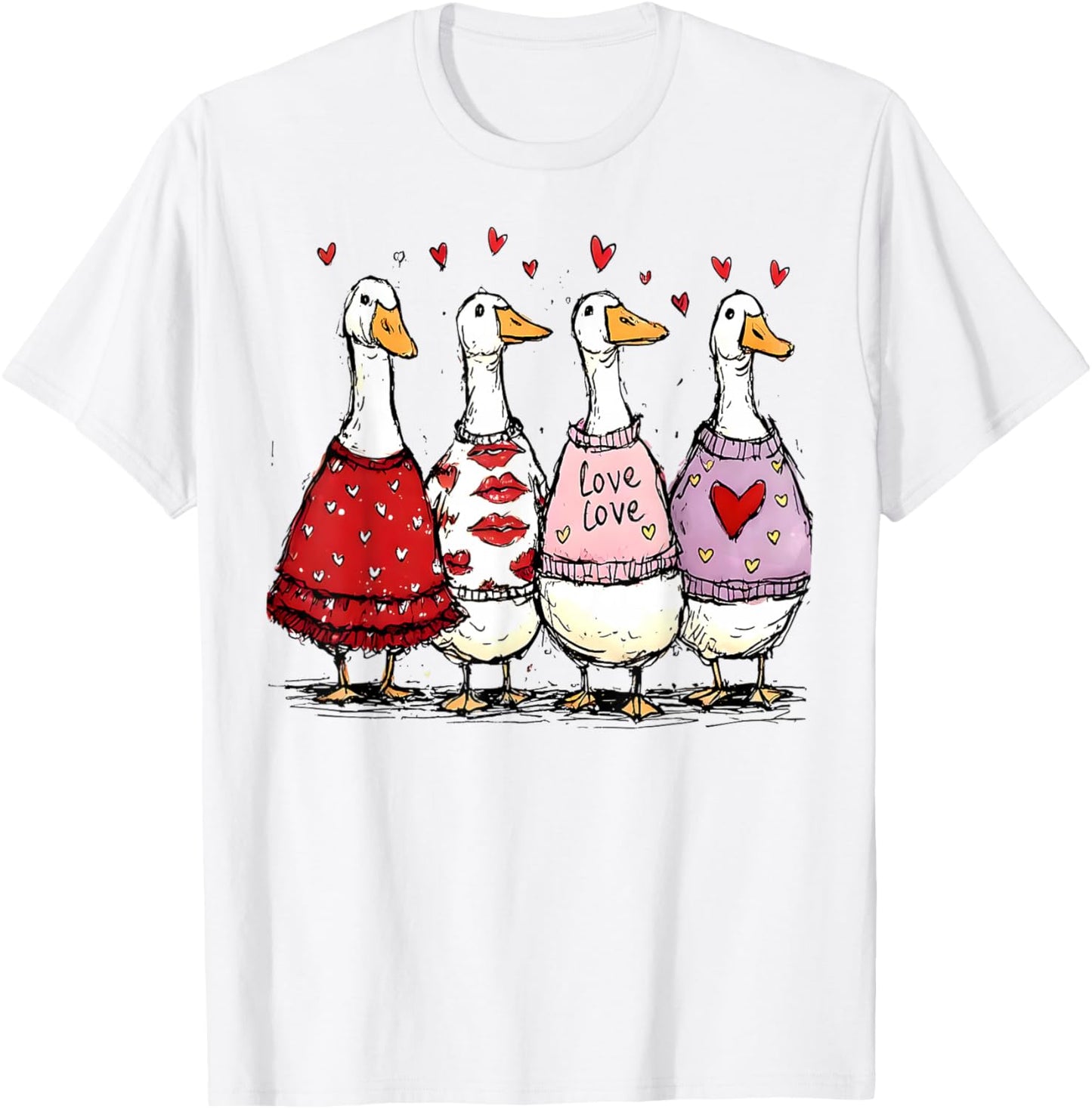 Funny Silly Goose Valentine Trendy Valentine's Day Men Women T-Shirt - T-Shirt | White