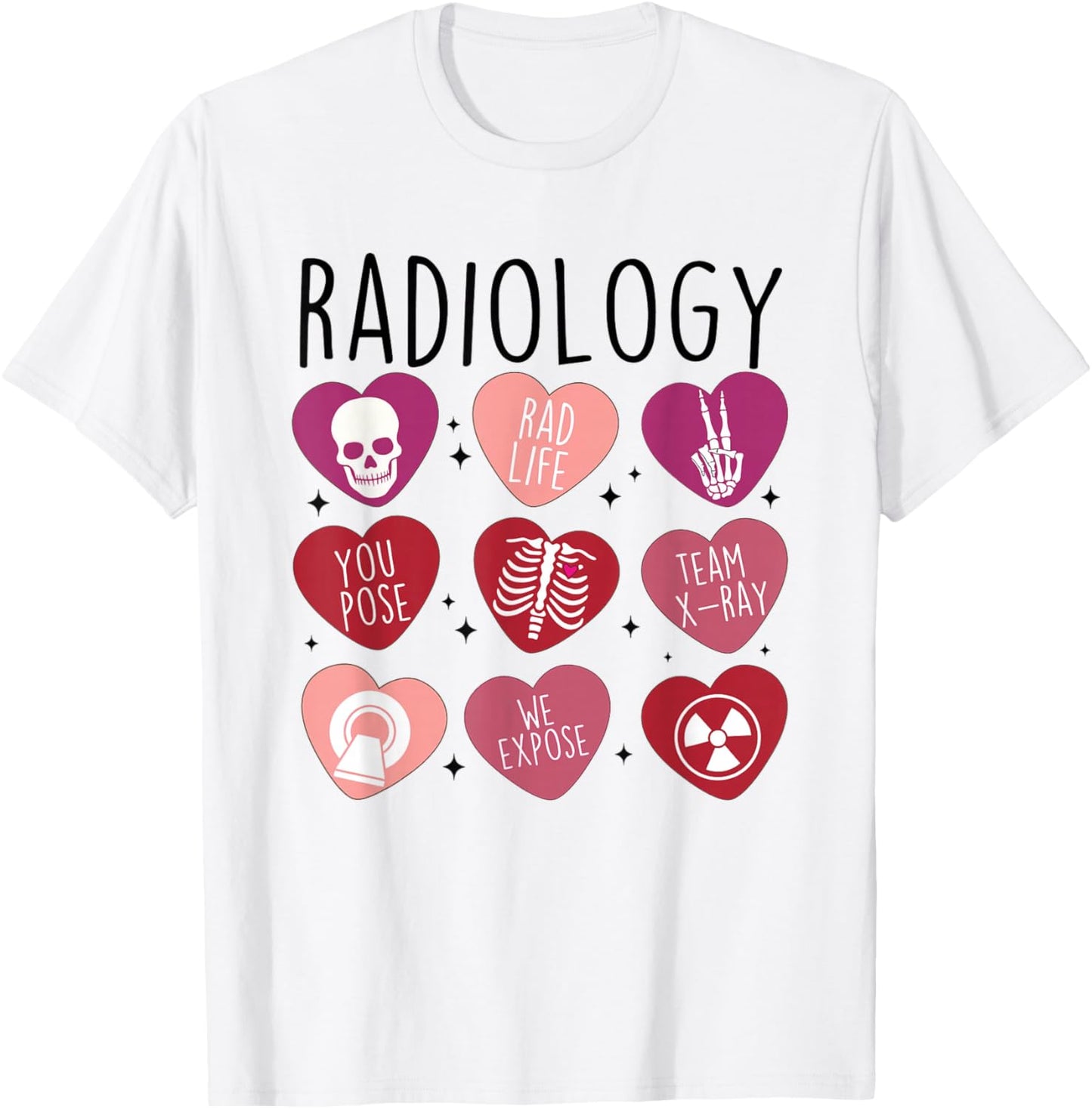 Women Retro Radiology Tech Valentine's Day X-Ray Technician T-Shirt - T-Shirt | White