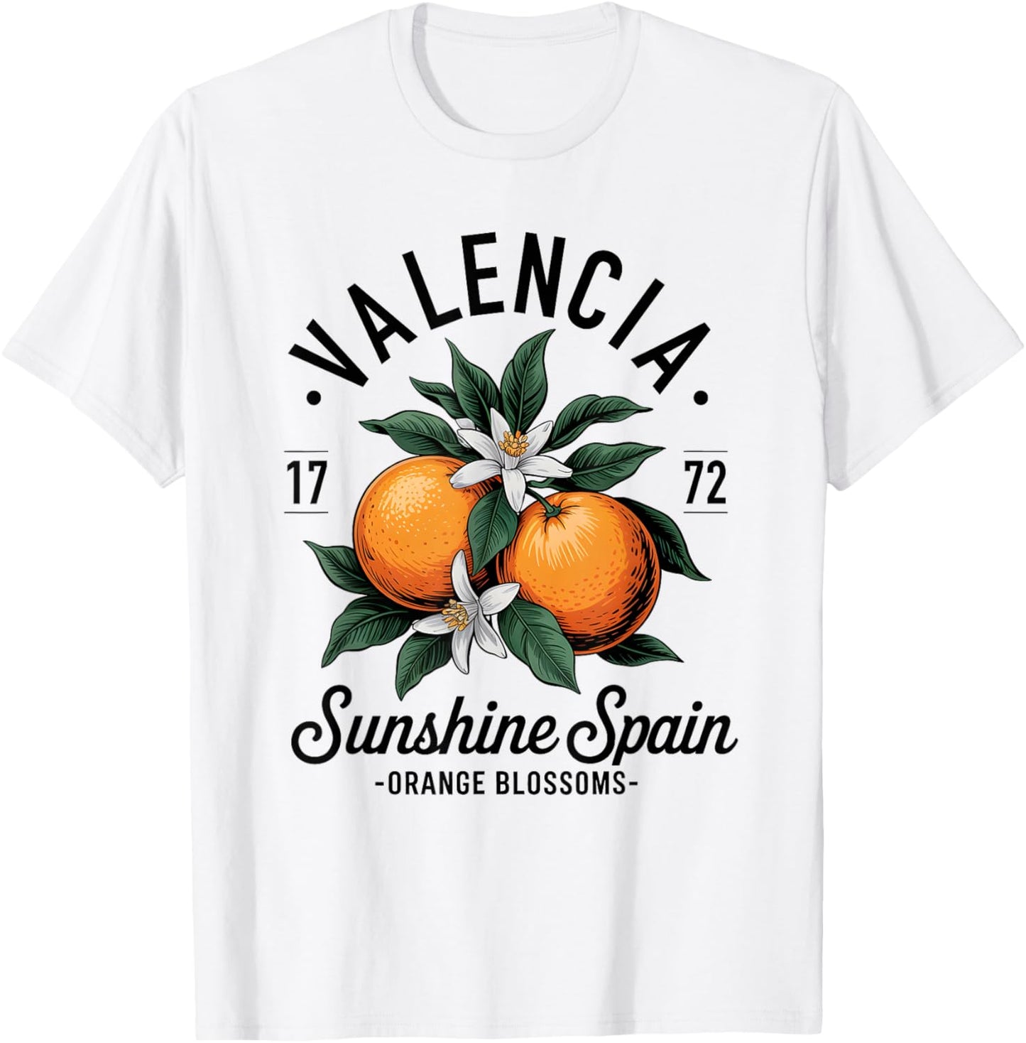Valencia Spain Orange Blossom Vintage Design T-Shirt - T-Shirt | White