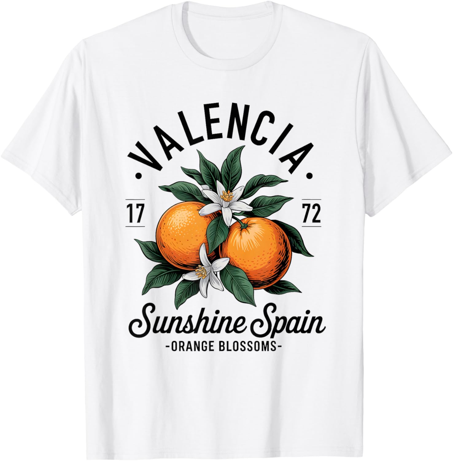 Valencia Spain Orange Blossom Vintage Design T-Shirt - T-Shirt | White
