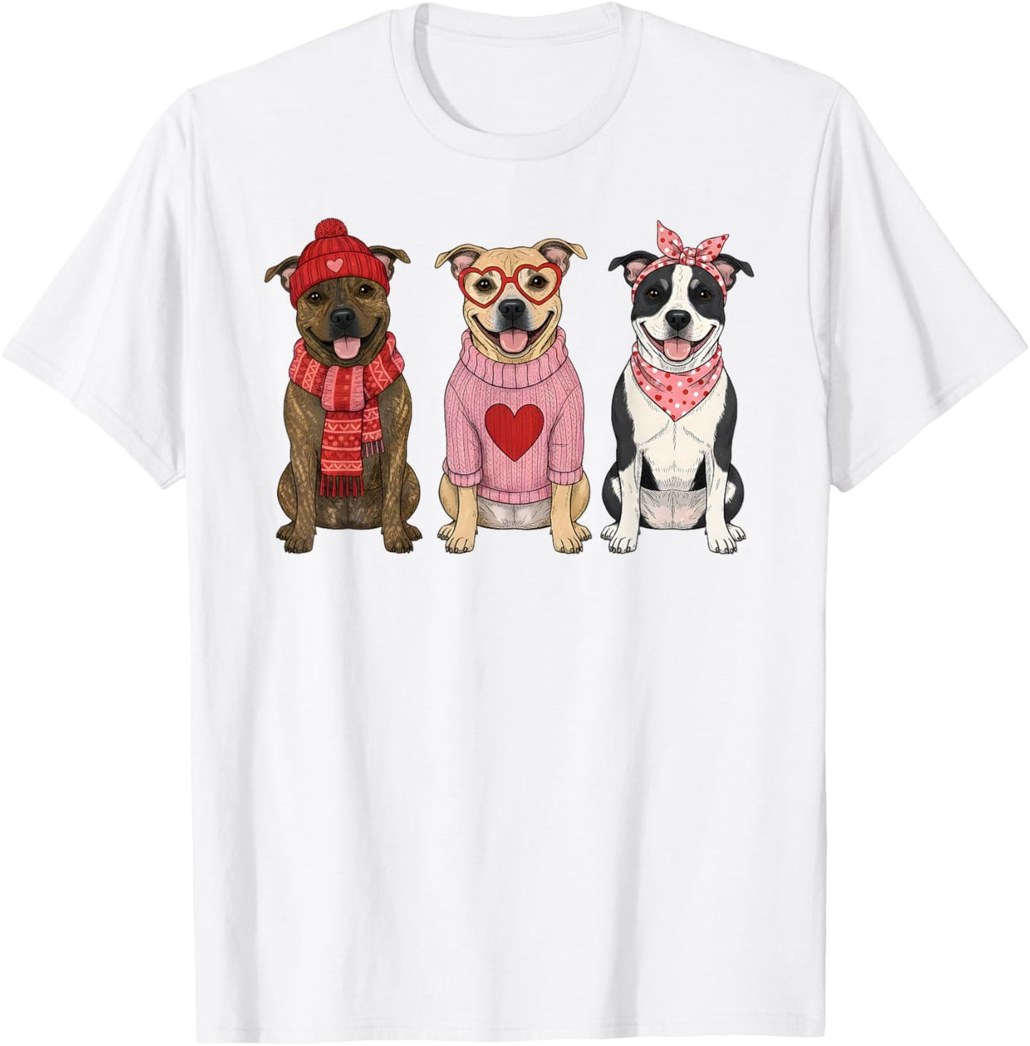 Cute Staffordshire Bull Terrier Valentine Dog T-Shirt - T-Shirt | White
