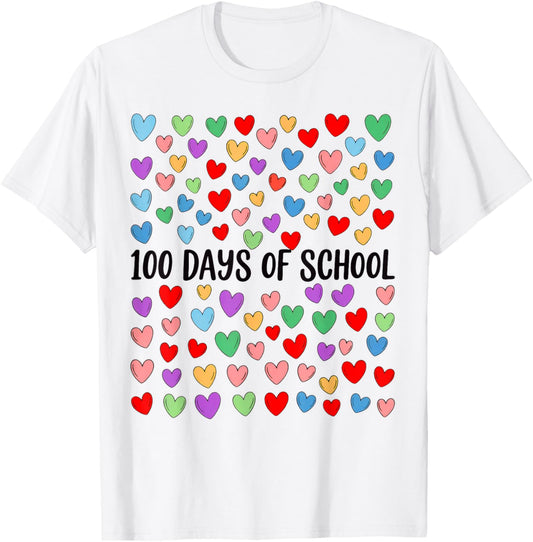 100 Days of School Hearts Shirt T-Shirt - T-Shirt | White