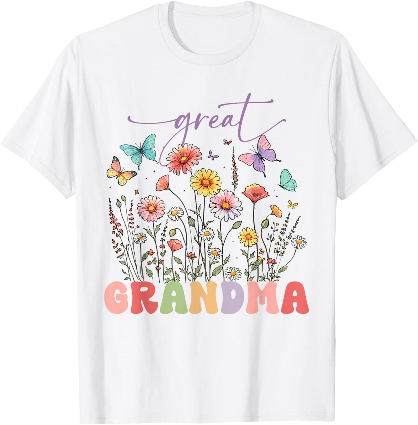 Wildflowers Great Grandma Floral Mother's Day Great Grandma T-Shirt - T-Shirt | White
